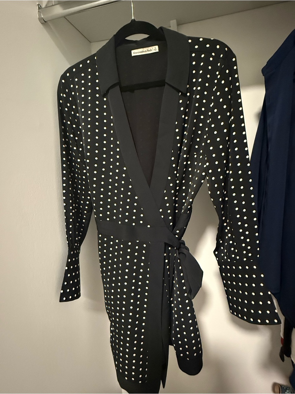 Abercrombie & Fitch Black Polka Dot Wrap Mini Dress | Size Small